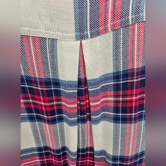 Tinsel Women’s Large Pink Blue Plaid Long Sleeve Button Down Shirt 100% Rayon - Picture 7 of 16